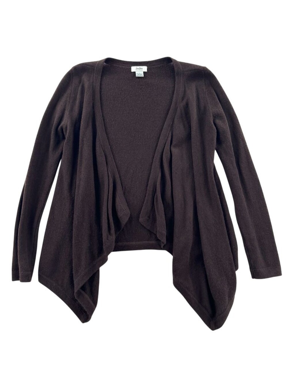 Neiman Marcus Brown 100% Cashmere Open Waterfall Cardigan Sweater Large